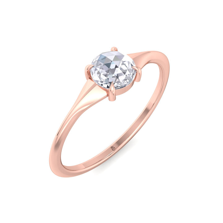 Rose Cut Round Shape Sword Edge Solitaire Engagement Ring