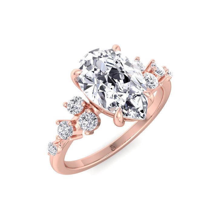 Pear Shape Engagement Ring with Round Sidestones