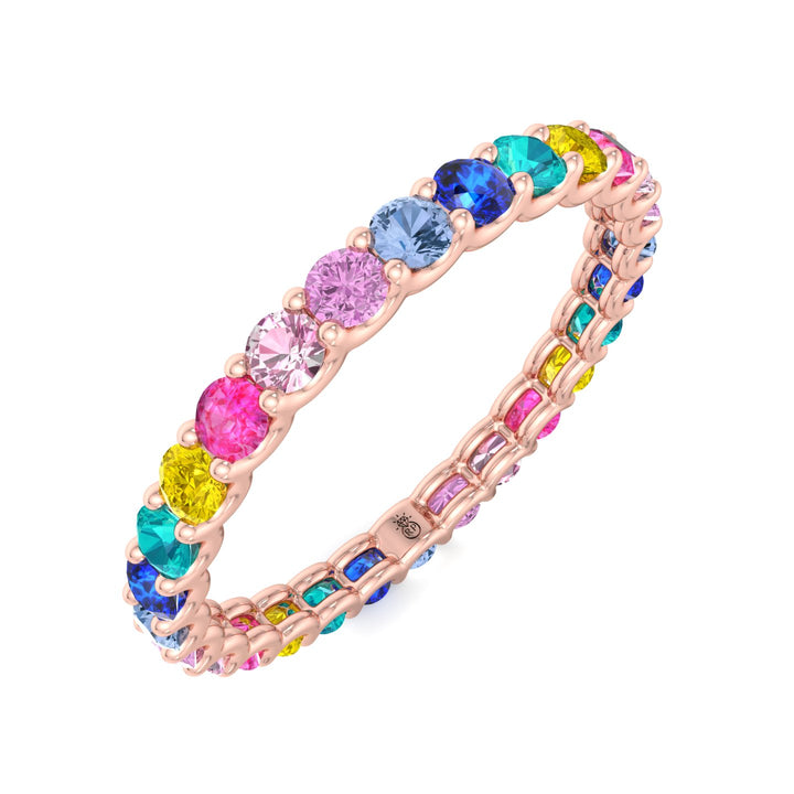 Multi Color Round Shape Eternity Band