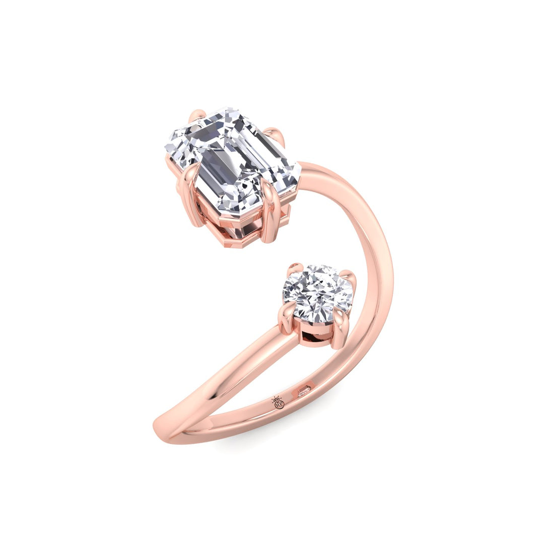 Emerald Cut &amp; Round Cut Engagement Ring
