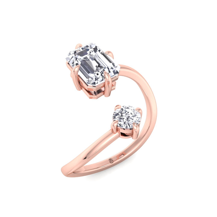 Emerald Cut &amp; Round Cut Engagement Ring