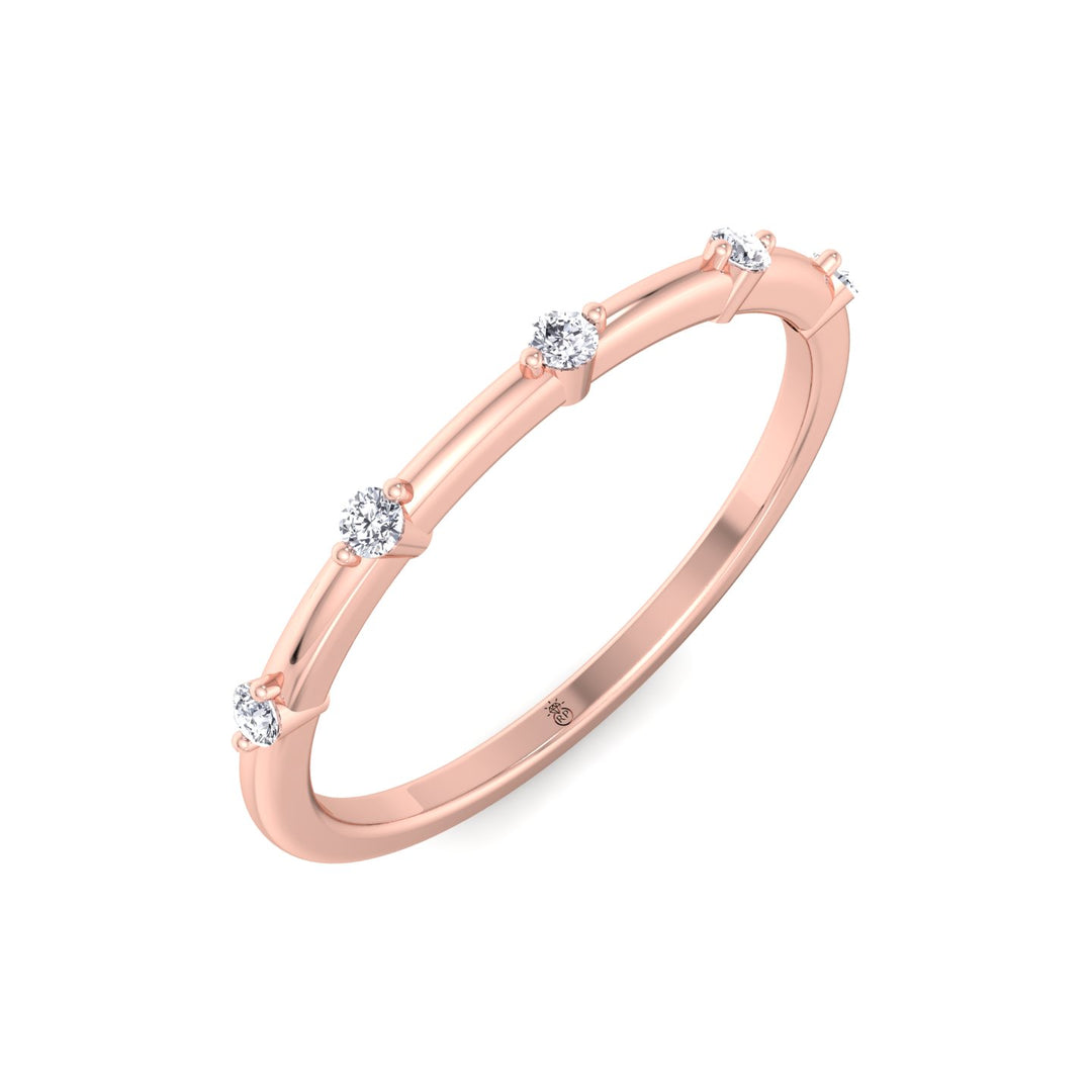 5 Stone Round Shape Wedding Band