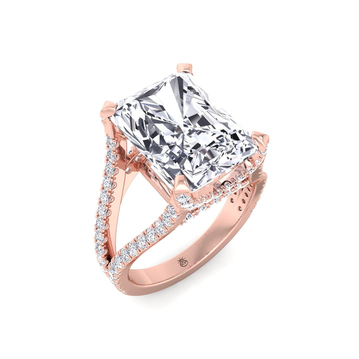 Radiant Cut Halo Engagement Ring with a Split Band