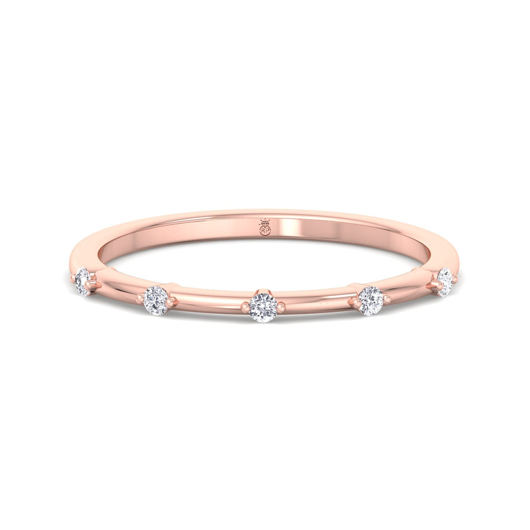 5 Stone Round Shape Wedding Band