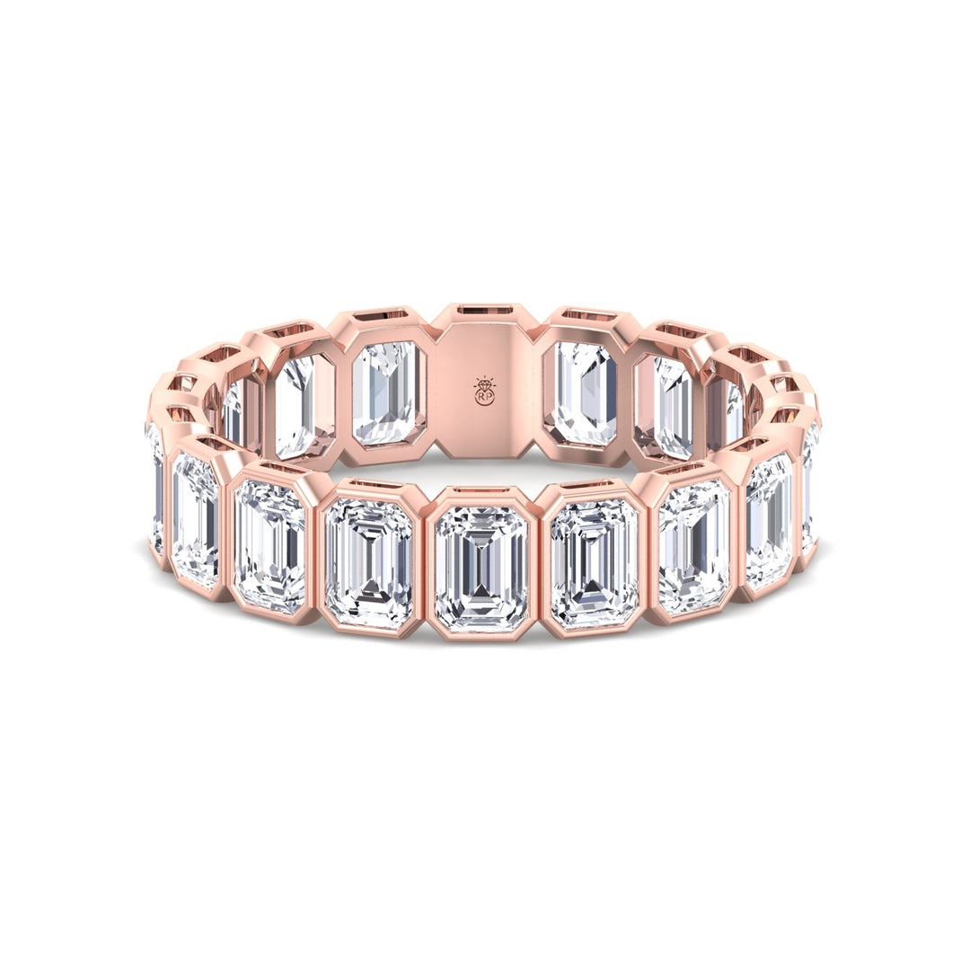 Emerald Shape Bezel Set Eternity Band
