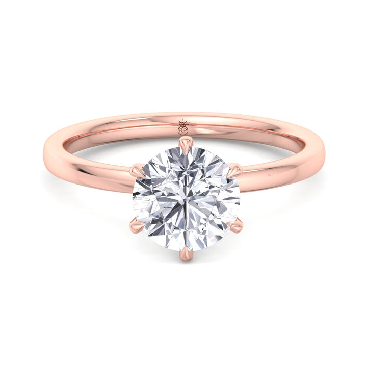 Round Cut Six Prong Solitaire Engagement Ring With Hidden Halo