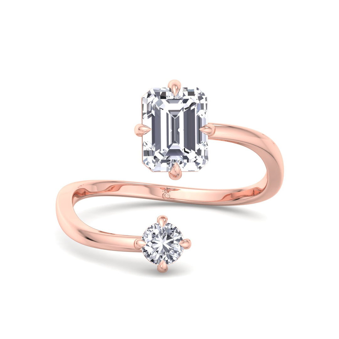 Emerald Cut &amp; Round Cut Engagement Ring