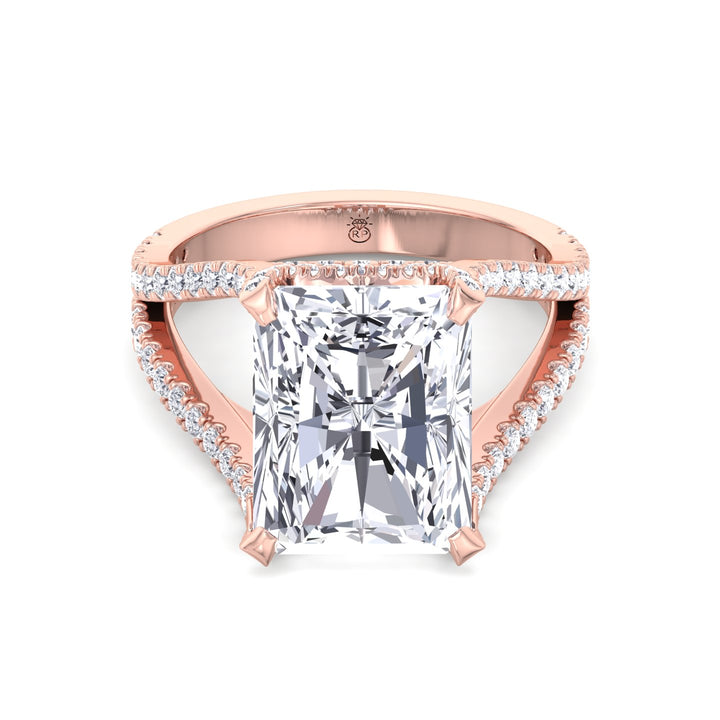 Radiant Cut Halo Engagement Ring with a Split Band