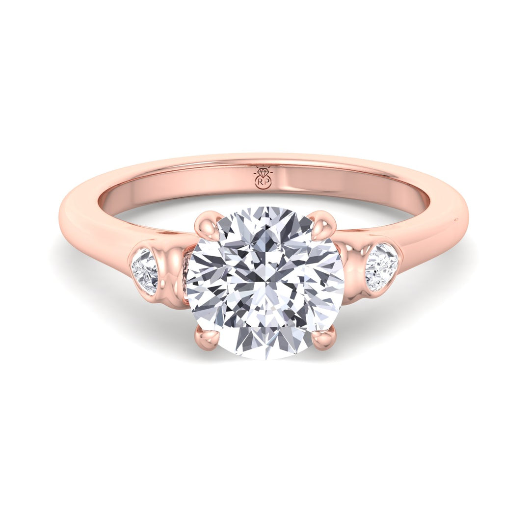 Round Cut Engagement Ring with Bezel Side Stones