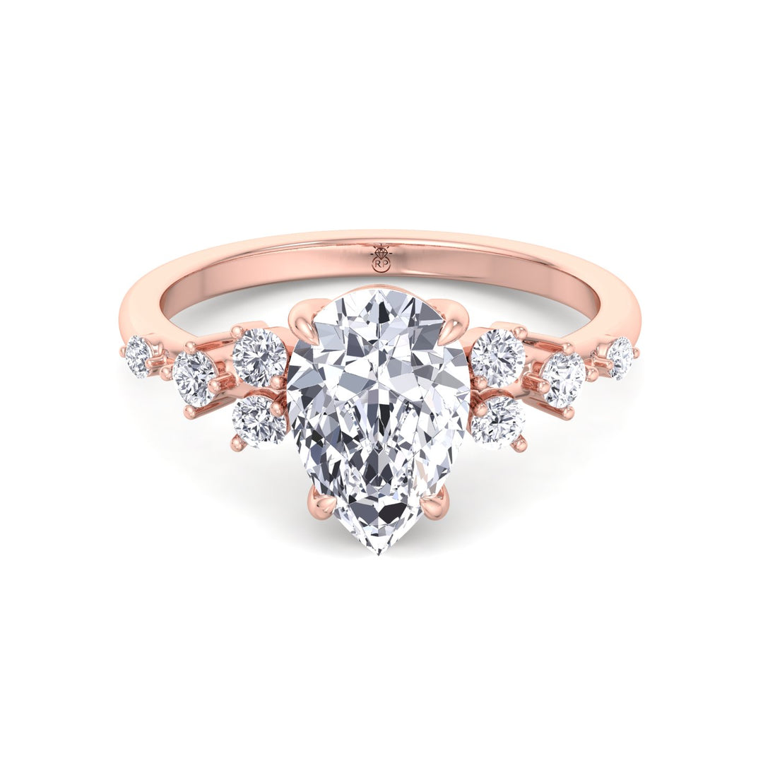 Pear Shape Engagement Ring with Round Sidestones