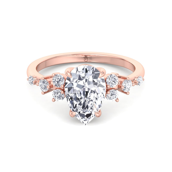 Pear Shape Engagement Ring with Round Sidestones