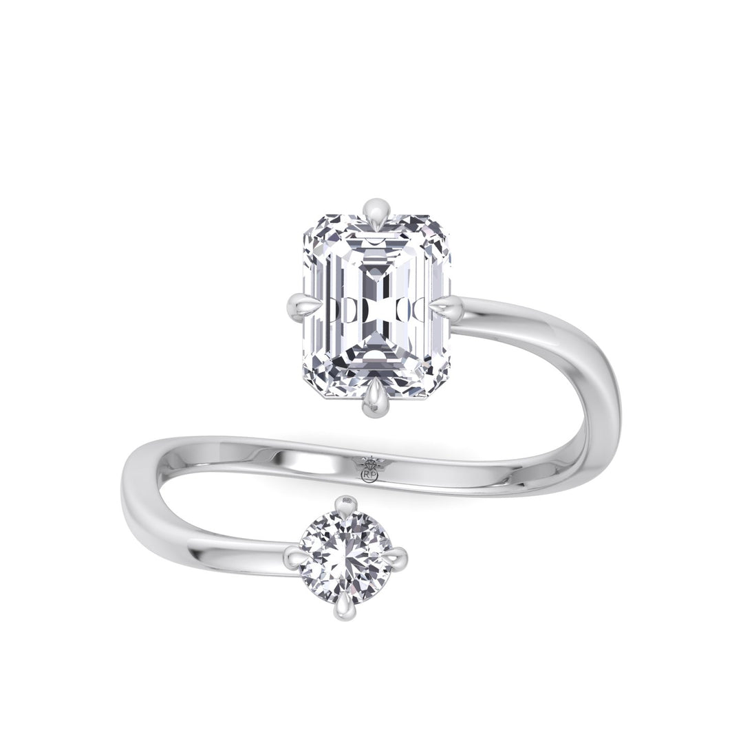 Emerald Cut &amp; Round Cut Engagement Ring