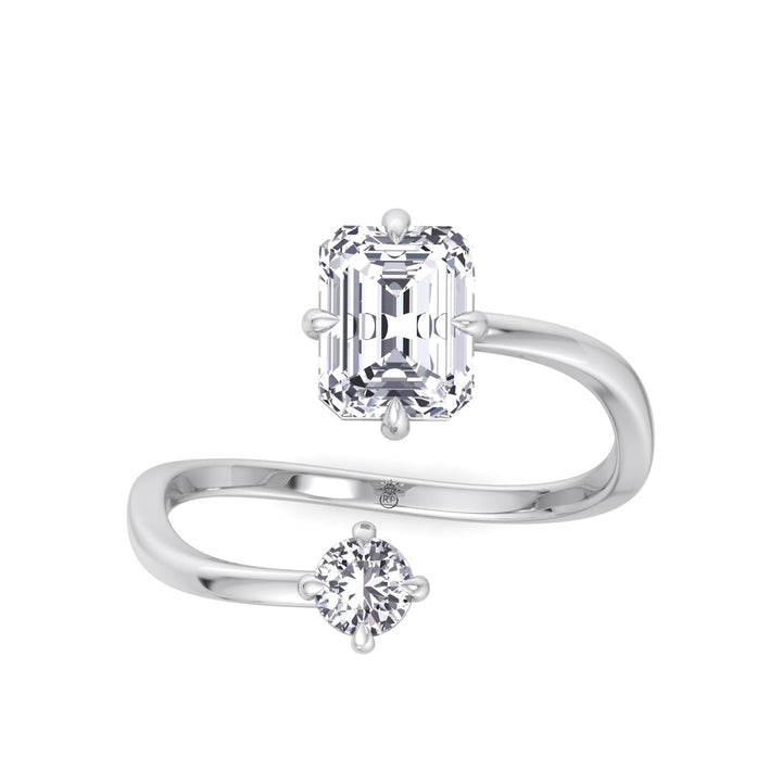 Emerald Cut &amp; Round Cut Engagement Ring