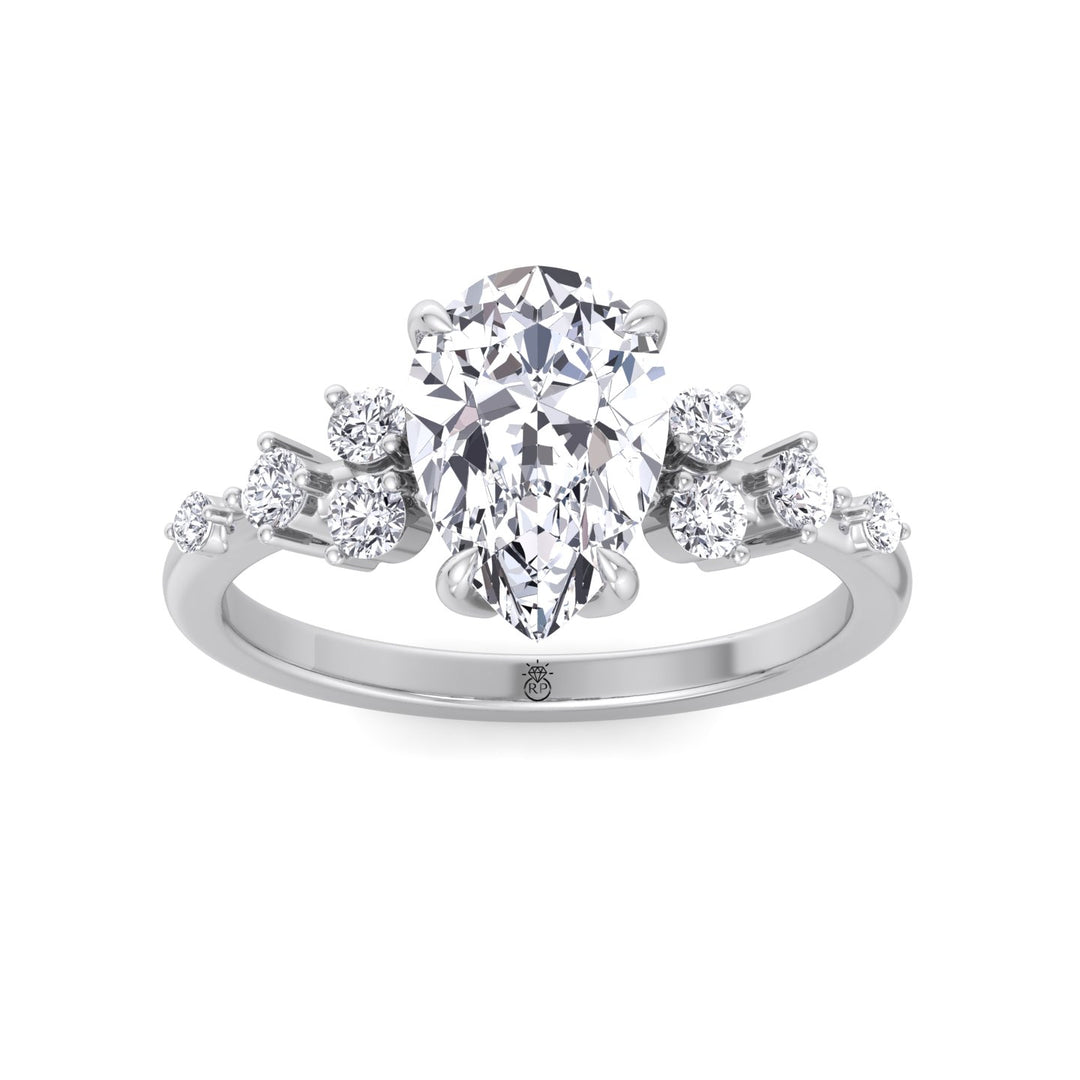 Pear Shape Engagement Ring with Round Sidestones
