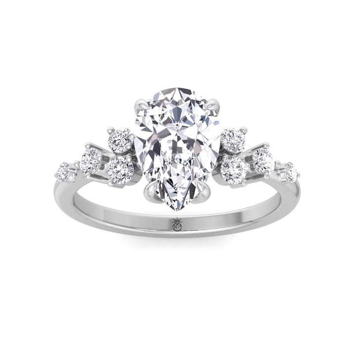 Pear Shape Engagement Ring with Round Sidestones