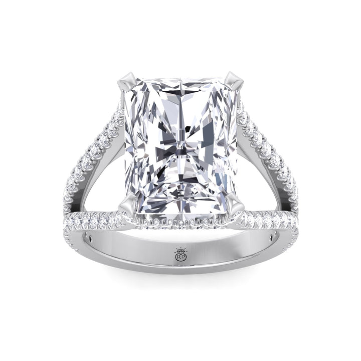 Radiant Cut Halo Engagement Ring with a Split Band