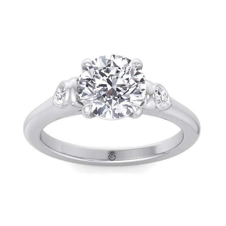 Round Cut Engagement Ring with Bezel Side Stones