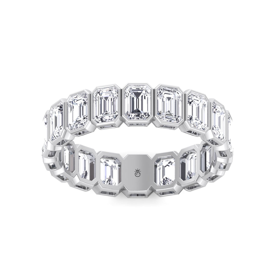 Emerald Shape Bezel Set Eternity Band