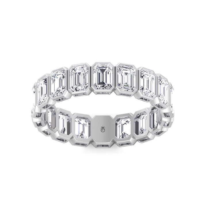 Emerald Shape Bezel Set Eternity Band