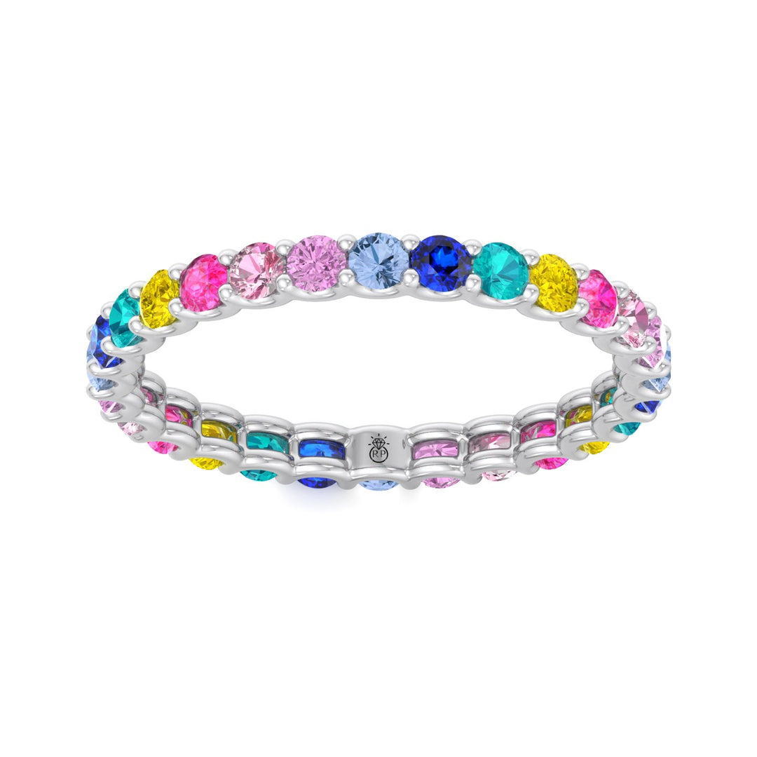 Multi Color Round Shape Eternity Band