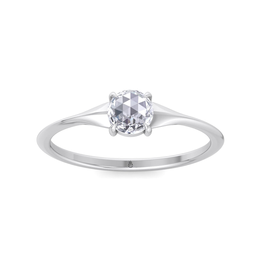 Rose Cut Round Shape Sword Edge Solitaire Engagement Ring