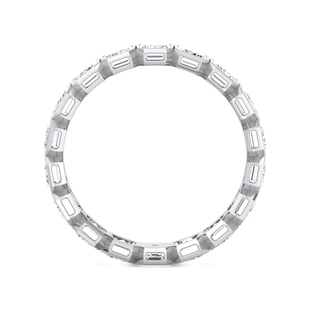 Emerald Shape Bezel Set Eternity Band