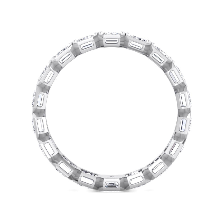 Emerald Shape Bezel Set Eternity Band