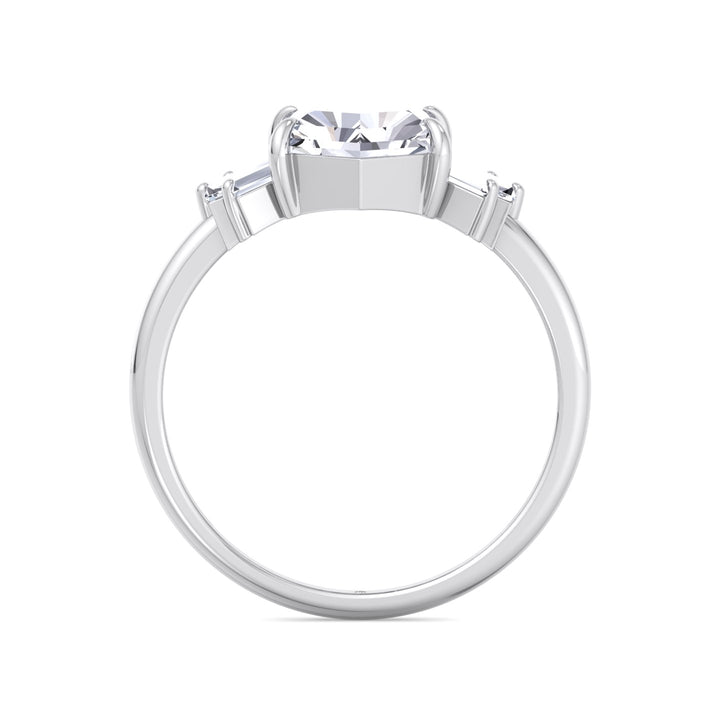 Rose Cut Hexagon Shape Engagement Ring With Tapered Baguettes