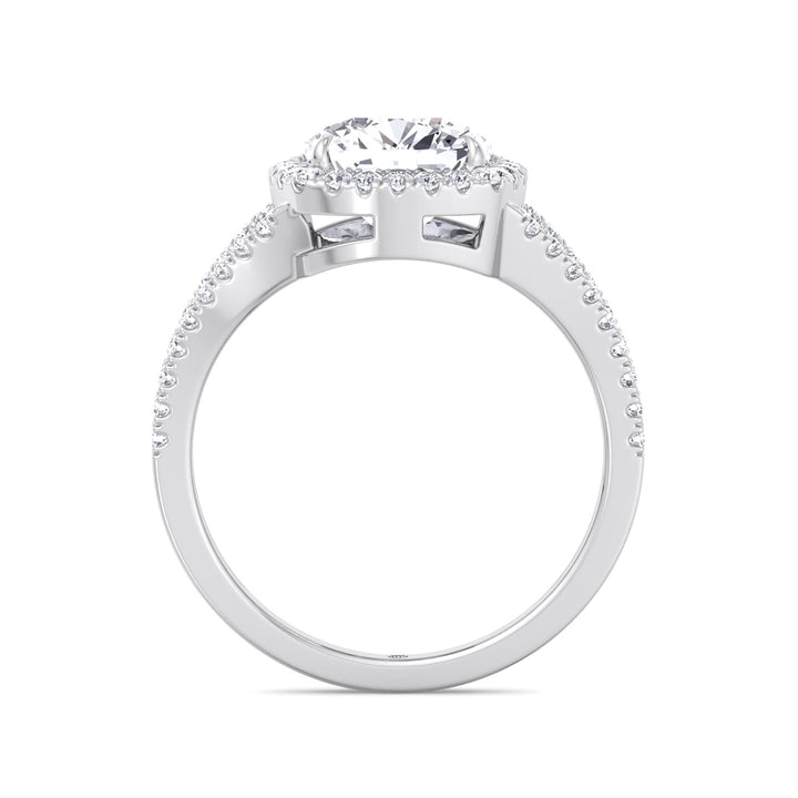 Cushion Cut Halo Engagement Ring with Split Pave Band