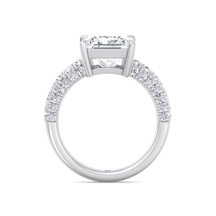 Princess Shape Engagement Ring with a Halfway Pave Band