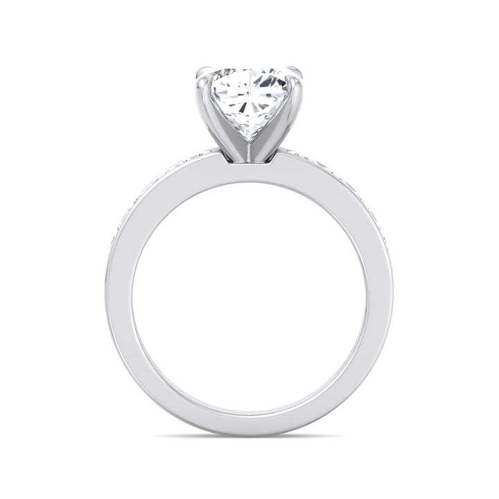 Cushion Cut Engagement Ring With Princess Cut Sidestones