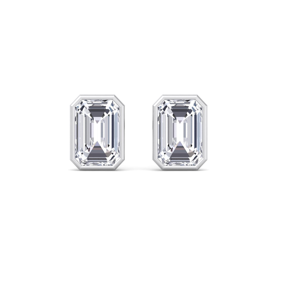 Bezel Set Emerald Shape Studs