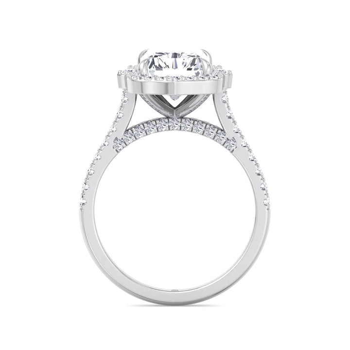 Radiant Cut Vintage Style Engagement Ring with Pave Band
