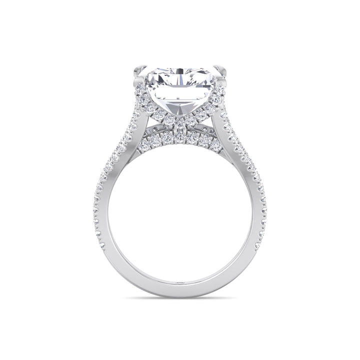 Radiant Cut Halo Engagement Ring with a Split Band