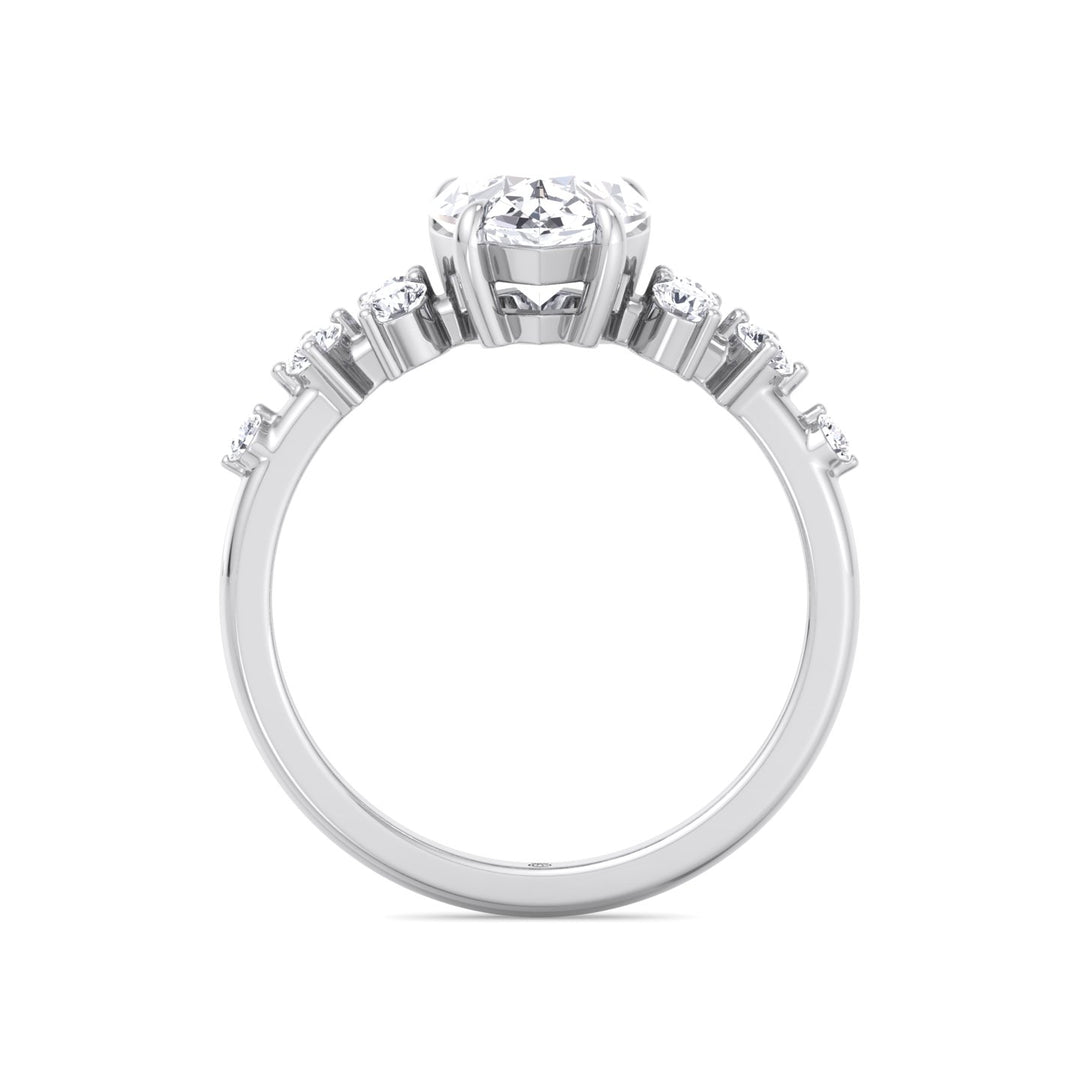 Pear Shape Engagement Ring with Round Sidestones