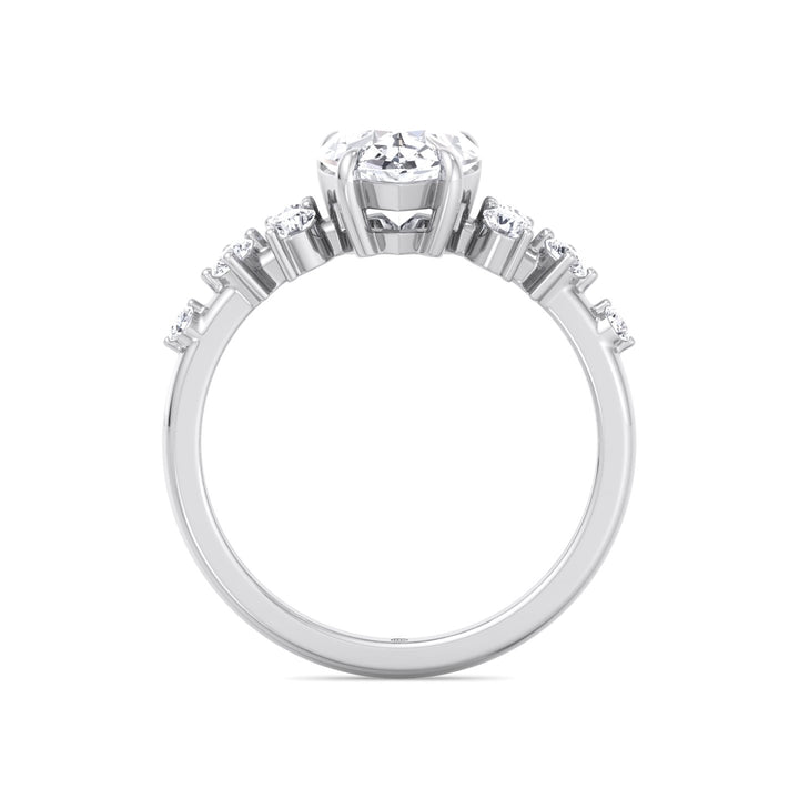 Pear Shape Engagement Ring with Round Sidestones