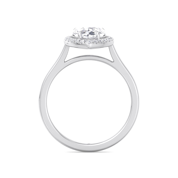 Pear Shape Engagement Ring with Halo Center and Plain Band
