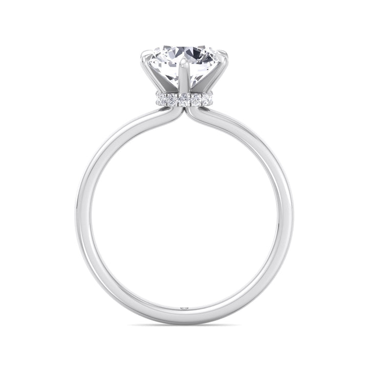 Round Cut Six Prong Solitaire Engagement Ring With Hidden Halo