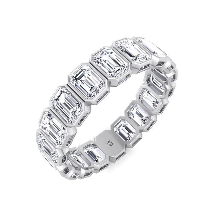 Emerald Shape Bezel Set Eternity Band