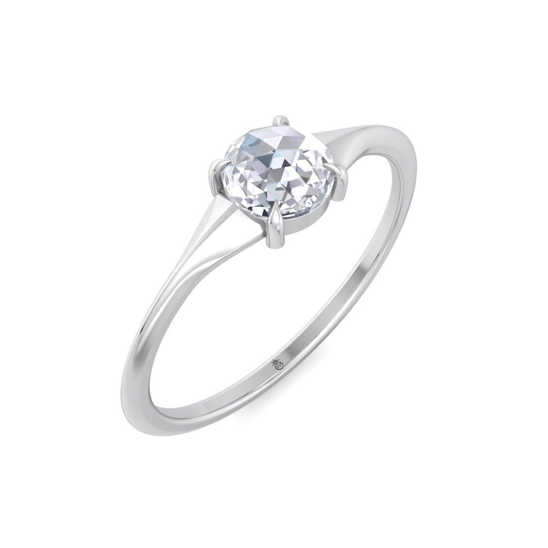 Rose Cut Round Shape Sword Edge Solitaire Engagement Ring