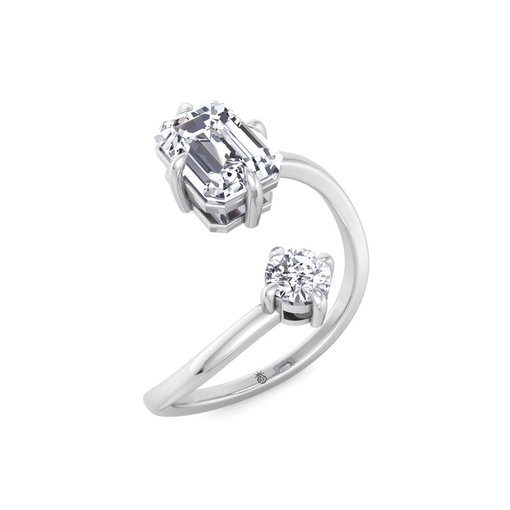 Emerald Cut &amp; Round Cut Engagement Ring