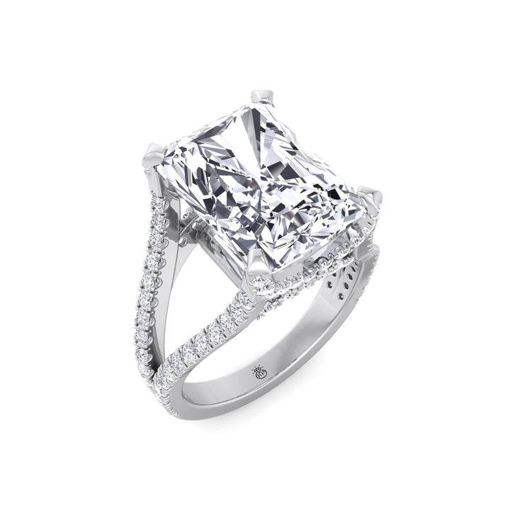 Radiant Cut Halo Engagement Ring with a Split Band