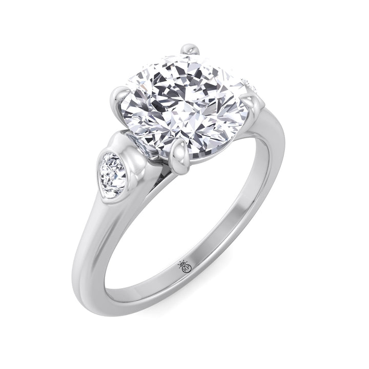 Round Cut Engagement Ring with Bezel Side Stones