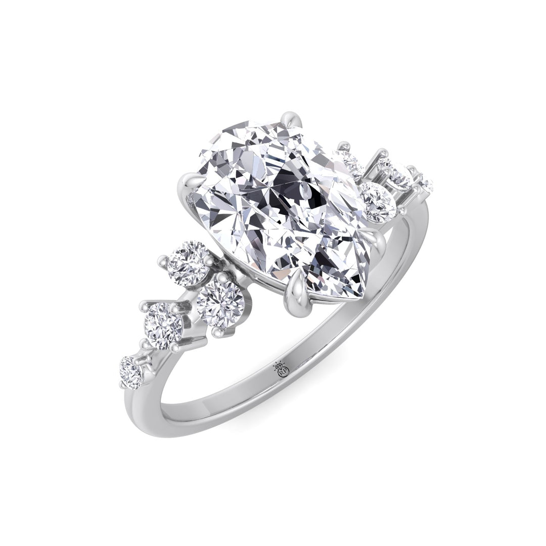 Pear Shape Engagement Ring with Round Sidestones