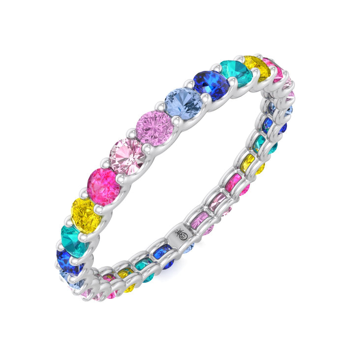 Multi Color Round Shape Eternity Band