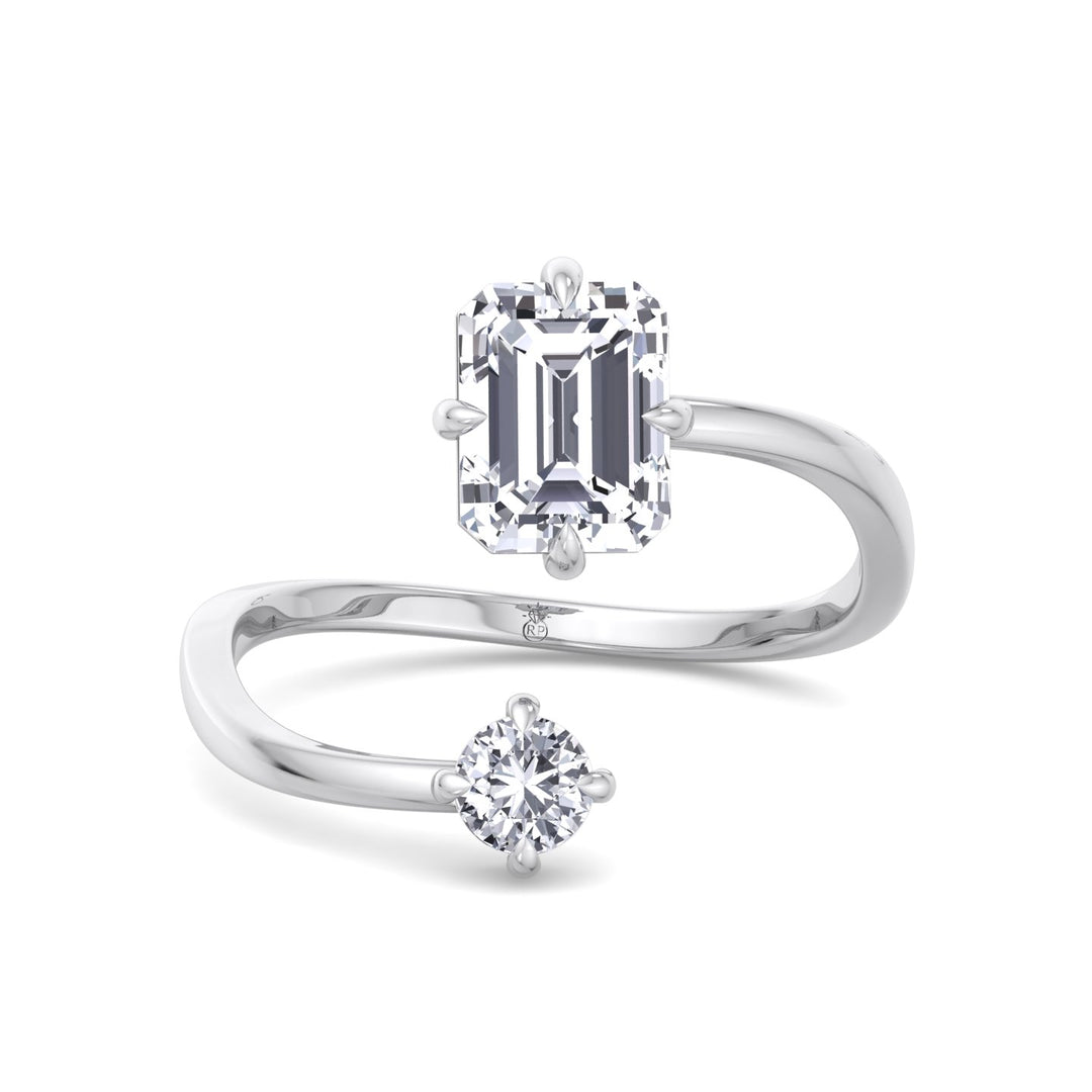 Emerald Cut &amp; Round Cut Engagement Ring