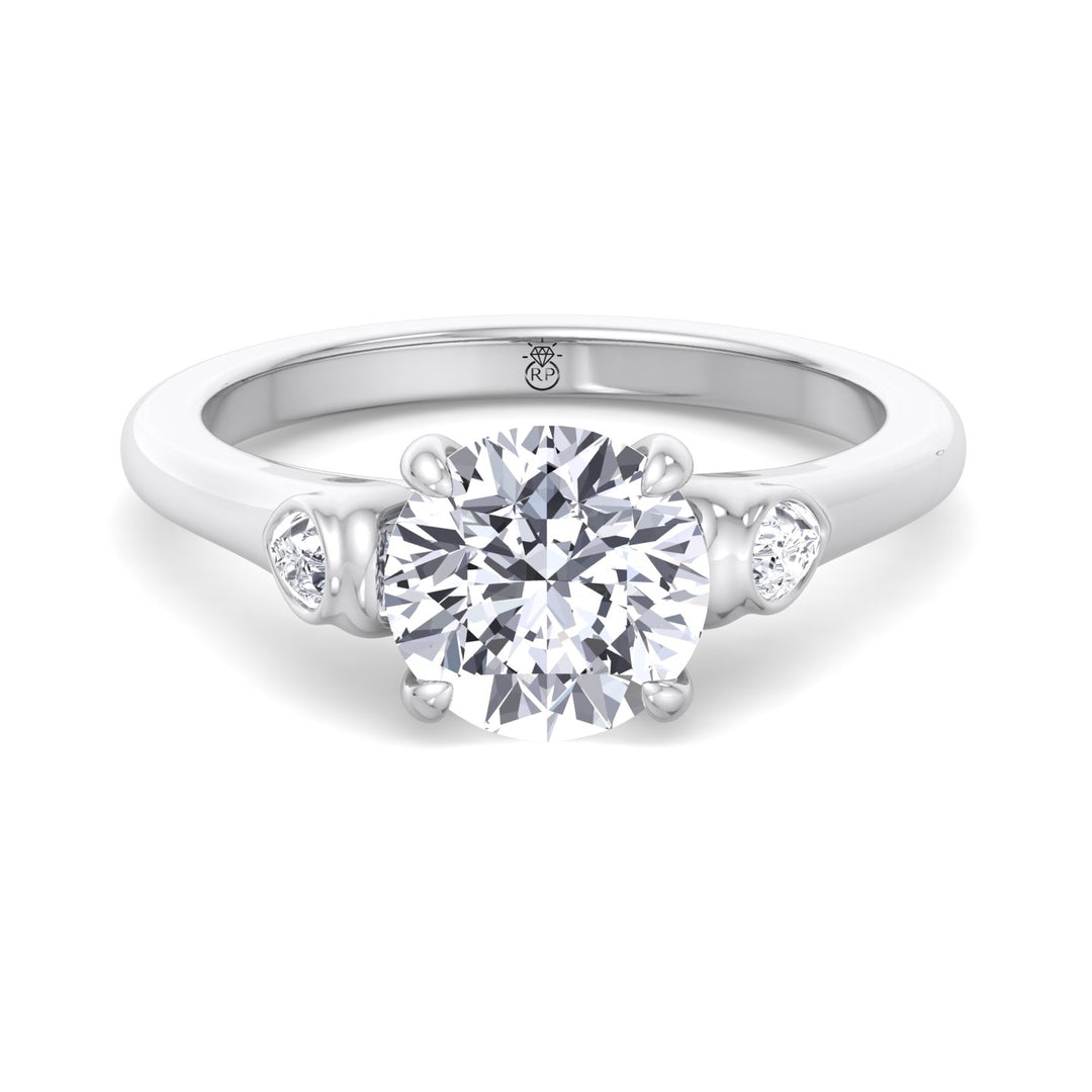 Round Cut Engagement Ring with Bezel Side Stones