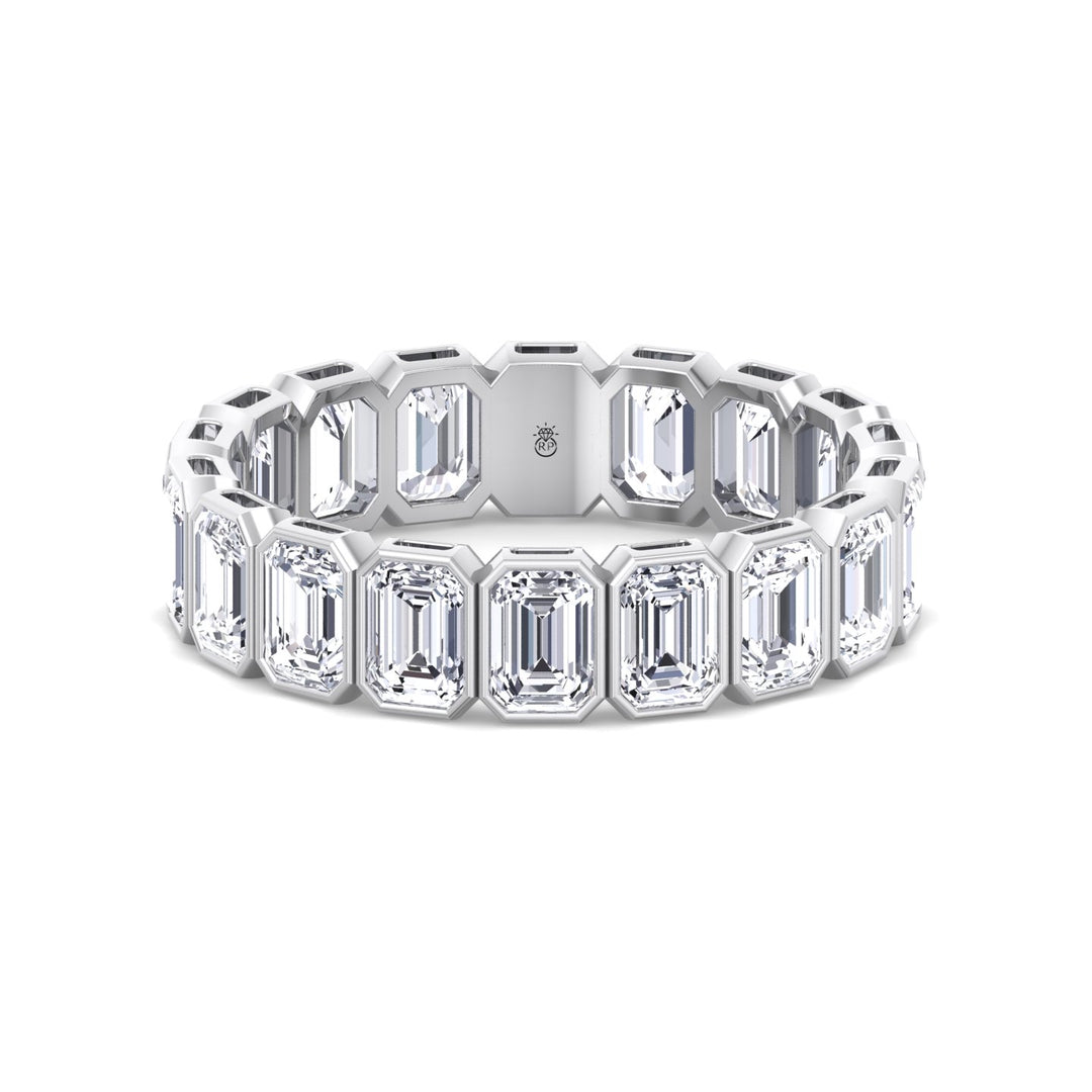 Emerald Shape Bezel Set Eternity Band