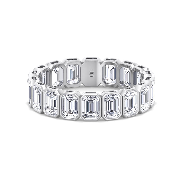 Emerald Shape Bezel Set Eternity Band