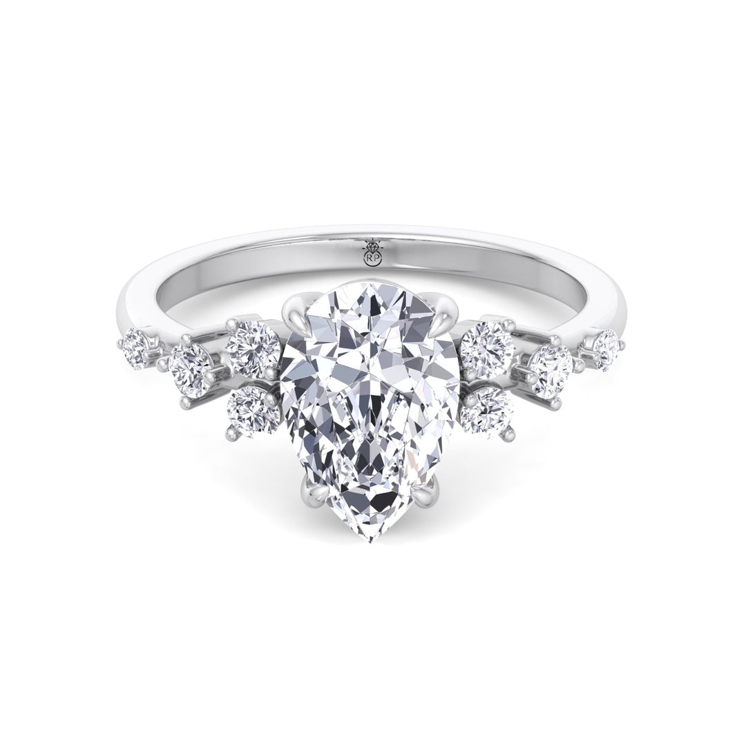 Pear Shape Engagement Ring with Round Sidestones